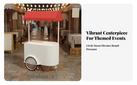 Roving Cuisine Stall Stall Lockable Wheels Roving Cuisine Stall Cart 360-Degree Rotating Casters Rolling Street Vending Cart for Vendors, Caterers