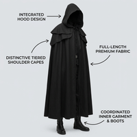 Fancy Dress Costume Hooded Cape, Gothic Fashion Hooded Cloak, Dress Costume Hall #variant:S