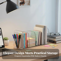 Partitioned Book Rack with Pen Holder Multifunctional for Distant Workers