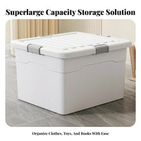 Lidded Pultimatelyic Container with Wheels Large Capacity Storage Container Side Handles Stackable for Parents, Bedroom