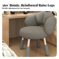 Height Adjustable Puff-Shaped Swivel Stool Ergonomic Backrest Upholstered Armless Chair Soft Upholstery Home Furniture Thickly Padded Seat for Students, Women, Adults, Dorm Room, Bedroom, Vanity Area