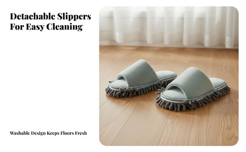 Anti-Scratch Aperture Toe Mop Slippers Quiet Detachable Sole Cleaning Slippers Dust & Hair Cleaner Washable Floor Cleaning Shoes Soft & Comfortable for Homeowners, Office Workers, Hardwood Floors, Indoors, Kitchen, Bedroom