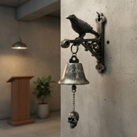 Crow Chime Spooky Decor Raven Wall Mounted Bell Dark Academia for Garden Gate