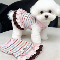 Knit Dog Vest Dress Ruffles Ruffle Pet Dress Ruffled Trim for Summer, Small Dogs