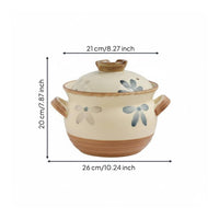 Japanese Design Clay Pot Heat Retention Floral Pattern Casserole Resistant to Thermal Shock