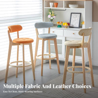 Wooden Counter Stool with backrestrest Modern Design Upholstered barstoolstooltool with backrest