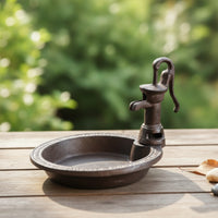 Bird Feeder Rustic Cast-Cast-Metal Avian Feeder Weatherproof Basin for Patio