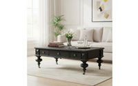 Coffee Table with Drawers Solid Wood Oak Coffee Table Vintage for Living Room