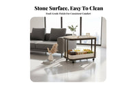 2-Tier Rolling Stand Mobile 2-Tier Oval Trolley space-saving for Living Room, Kitchen