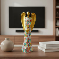 Heart Angel Figurine Gift Idea Angel Statue Hand Painted for Entryway, Tv Stand