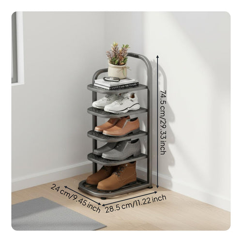 Narrow Shoe Rack Space-Saving Multi-Tier Shoe Shelf Foldable for Closet, Renters