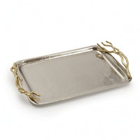 Tabletop Decorative Tray with Branch Handles Hammered Decorative Serving Tray Polished Sculptural for Home Decorators, Hosts, Dining Table, Living Room, Entryway
