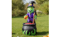 Inflate Inflatable Witch and Boiling Pot Outdoor Inflatable Witch Spooky Yard Decor Lighted for Lawn