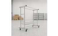 Heavy Duty Rolling Clothes Rack with Basket Sturdy Clothing Rack with Wheels Compact Free Standing for Balcony