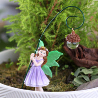 Fairy with Acorn Lantern Stake Glow in the Dark Luminous Fairy Garden Resin Material for Gardeners, Lawn, Patio