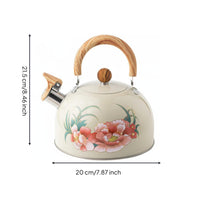 3L Steaming Kettle Fast Heating Floral Print Water Kettle Works On All Stovetops Whistling Teapot