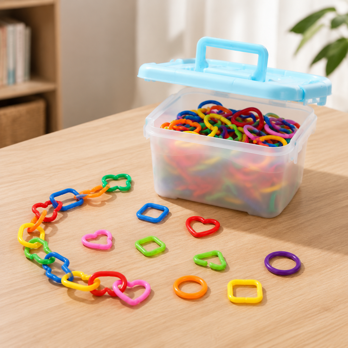 Kids Geometric Interlocking Chain Building Blocks Fine Motor Skill Training Educational Toy