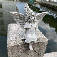 Resin Fairy Figurine Gift Idea Fairy Garden Statue Handcrafted Look Home Decor for Courtyard