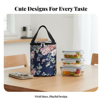 Thermal Insulation Cylindrical Bento Pouch Thickened Material Insulated Bento Pouch Large Capacity meal carrier Portable Handle for Office Workers, Commuters, Students, Workplace, School, excursion, outdoor dining