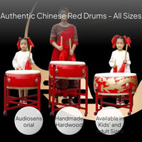 Chinese Red Drum Cowhide Dance Drum Wooden Body