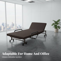 Single Person Nap Cot Foldable Design Folding Bed Portable Space-Saving for Office Workers, Students, Home, Hospital, Guest Room
