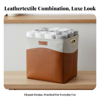 Rectangular Textile Box with Handles Multi-Purpose Two-Tone Textile Box Foldable