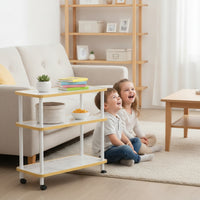 Rolling Storage Rack Versatile 3 Tier Utility Cart Space Saving Side Table for Living Room, Kitchen