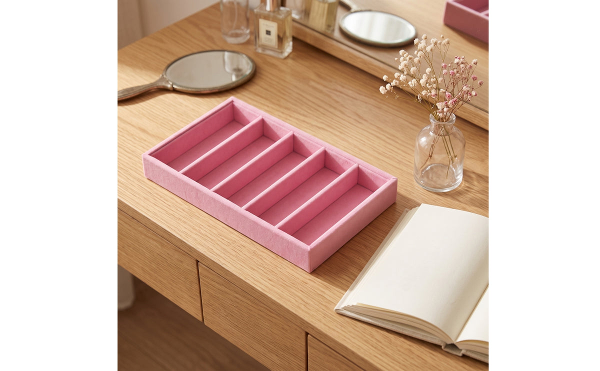 Glasses Storage Tray with 5 Compartments Velvet-Covered Sunglasses Organizer Tray Divided Sunglasses Display Organizer for Collectors, Drawer, Vanity