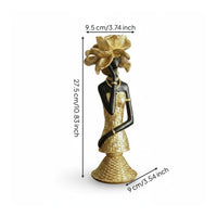 African-Themed Figurine Shiny Finish African Lady Statue Textured Home Decor