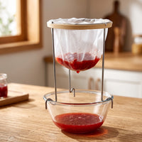 Stainless Metal & Gelatin Strainer with Stand Rust-Resistant Strainer with Mesh Bag Long-Lasting Filtering Stand Countertop for Home Cooks