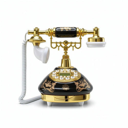 Antique Style Telephone Decorative Antique Telephone Retro Landline Phone Glossy Landline Phone with Coiled Cord Classic