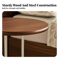 Retro & design C-Shaped End Table Movable with casters Mobile Rack Multi-Functional Household Furniture 2-Tier Storage for Homeowners, Apartment Dwellers, Remote Workers, Living Room, Bedroom, Small Spaces, Home Office