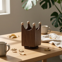 Revolving Pen Holder Compact Wooden Pen Cup Sturdy for Study, Vanity, Artists