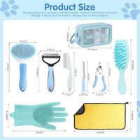 Complete Pet Grooming Kit with Self-Cleaning Brush and Nail Clippers (Blue)
