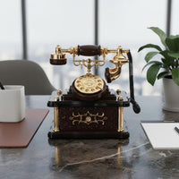 Retro Telephone Melody Box Wind-up Antique Design Desk Phone Decor Nostalgic