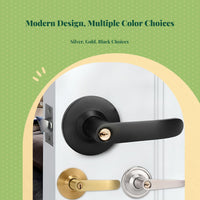 round Door Knob, Privacy Lock, Keyed Entry, Universal Interior Bedroom Door Handle, sturdy, Easy Installation
