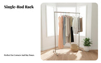 Single-Rod Clothes Stand Easy to Assemble Garment Rack Thickened Tubes Lightweight for Parents, Balcony, Dorm Room
