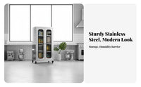 Rust-Resistant Stainless Steel Kitchen Cabinet Easy to Clean Complimentary Standing Steel Cabinet Heavy Duty Complimentary Standing Kitchen Pantry High Capacity for Homeowners, Families, Renters, Dining Room, Garage, Bathroom, Office
