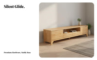 Solid Wood TV Cabinet Fully Assembled Wooden Storage Console Cable Management Modern Entertainment Center for Small Apartment Owners, Bedroom
