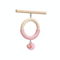 Hanging Bird Toy Natural Wood Rope Hoop Bird Toy with Bell Chewing for Parrots