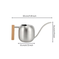 Stainless Steel Watering Can Modern Watering Can with Wooden Handle Silver Vessel for Plant Lovers, Gardeners, Indoor Plants, Potted Flowers, Office