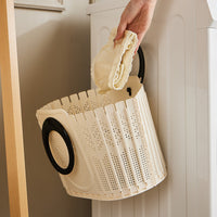 Cream Style Foldable Portable Laundry Basket for Bathroom, Large Capacity Storage Basket