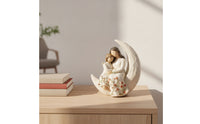Resin Figurine Wood-Grain Style Human Figurine with Dress Human Statue Tabletop Desk Decoration Elegant for Collectors
