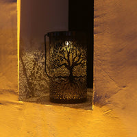 Hollow Tree Lantern Waterproof Iron Hanging Yard Light Metal for Patio