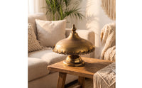 Pedestal Tray with Lid Aged Brass Pedestal Server with Dome Cake Stand with Dome Lid for Hosts, Home Stylists, Tea Party, Dining Table