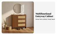Rattan Tip-Pull-down Footwear Storage Unit Retro Design Storage Furniture Unrestricted Standing Large Capacity for Homeowners
