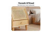 Rattan Panel End Table Nordic Aesthetic Nightstand Sturdy Construction