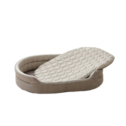 Oval Pet Bed Cooling Pet Bed with Removable Cushion Non-Slip for Living Room