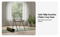 Foldable Mindful Movement Auxiliary Chair Padded Seat Backless Mindful Movement Chair Reinforced Double Bar Design Folding Exercise Stool Multifunctional for Beginners, Seniors, Home