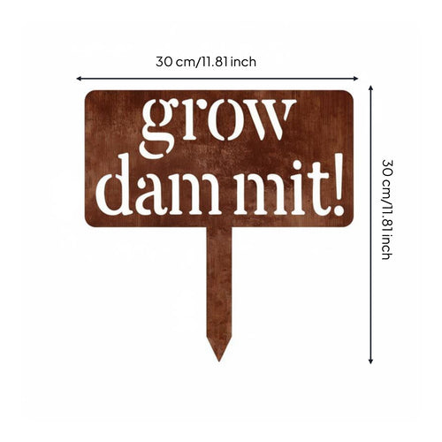Rectangular Metal Garden Sign White Lettering Garden Sign Rust-Brown